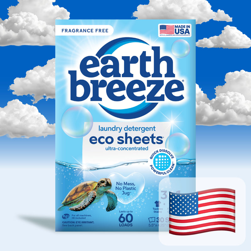 Earth Breeze Fragrance Free laundry detergent eco sheets pack