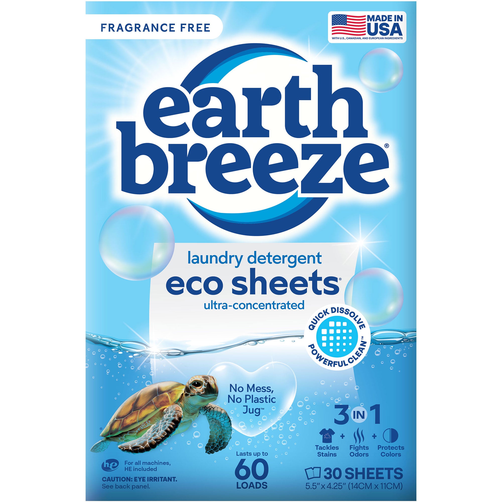 Earth Breeze Fragrance Free Laundry Detergent Sheets package